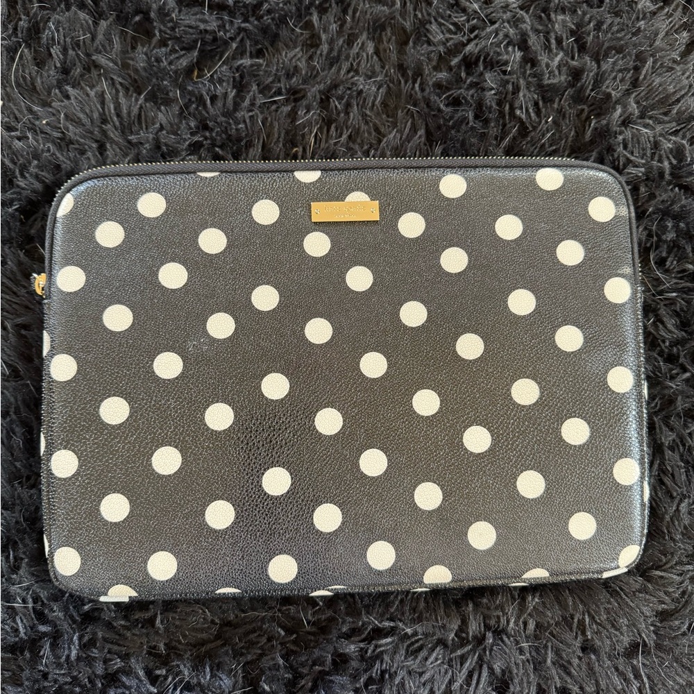Kate Spade Black and White Polka Dot Tablet Laptop Sleeve Case Pouch